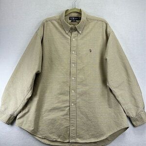 Ralph Lauren Blake Men’s Dress Shirt Sz XXL Yellow/ Blue/White 100% Cotton NWOT